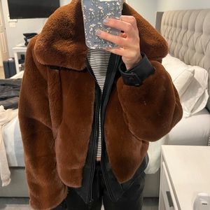 Blank NYC faux fur bomber jacket with leather detail . So comfortable and cozy!